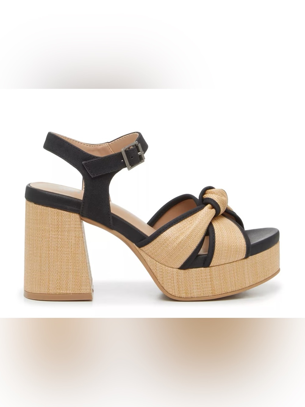 ❤️LAST CHANCE❤️ MIA Roxie Beige and Black Knotted Platform Sandal